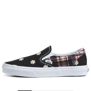 Vans classic slip-on floral plaid patchwork women’s size 5 new shoe